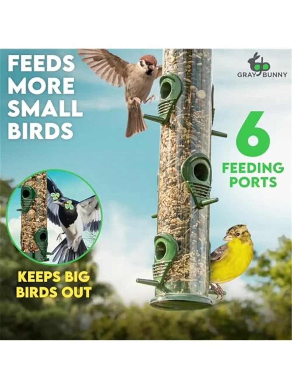 Bird Feeders for Outdoors (Green) Squirrel Proof Hanging Bird Feeder with Hanger